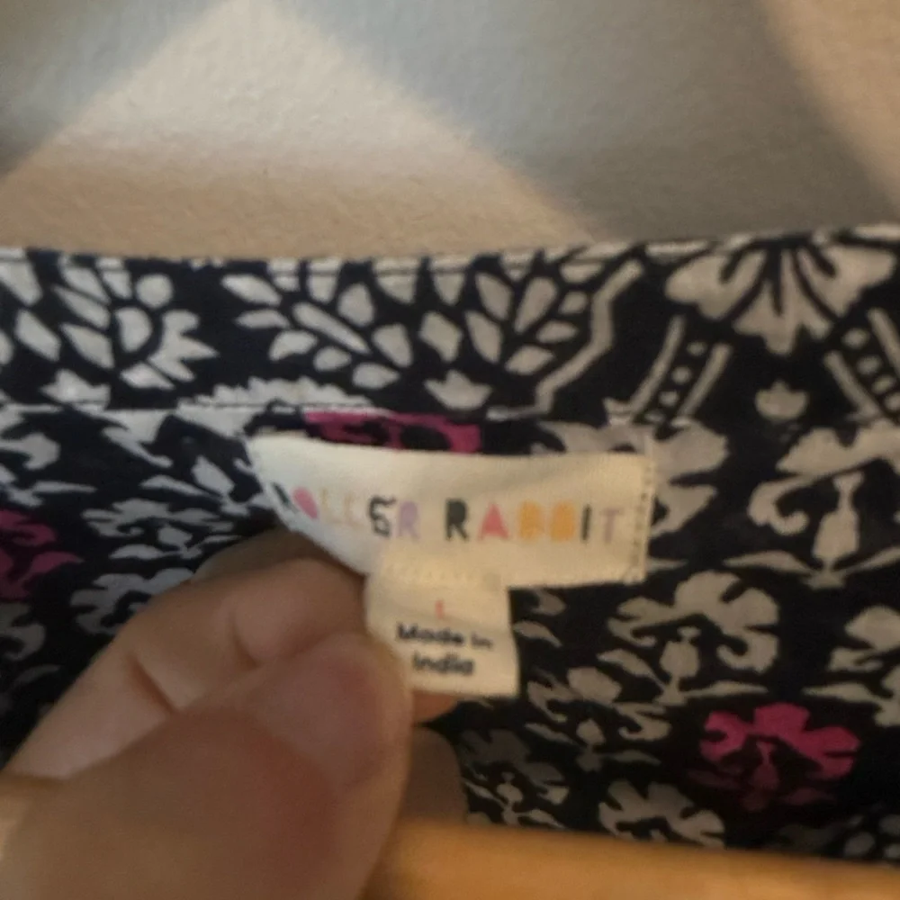 Roller Rabbit Periyar-Dora Pippa Pink Black Block Print Cotton Sundress Large - Picture 6 of 14